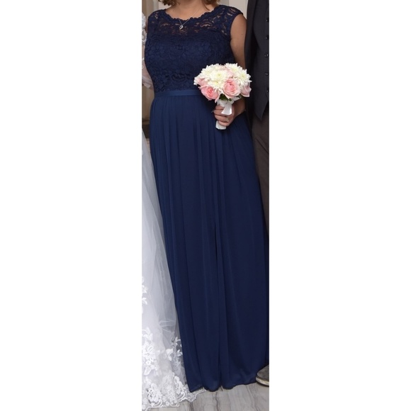 David's Bridal Dresses & Skirts - Bridesmaid Dress Lace Bodice Marine Size 12